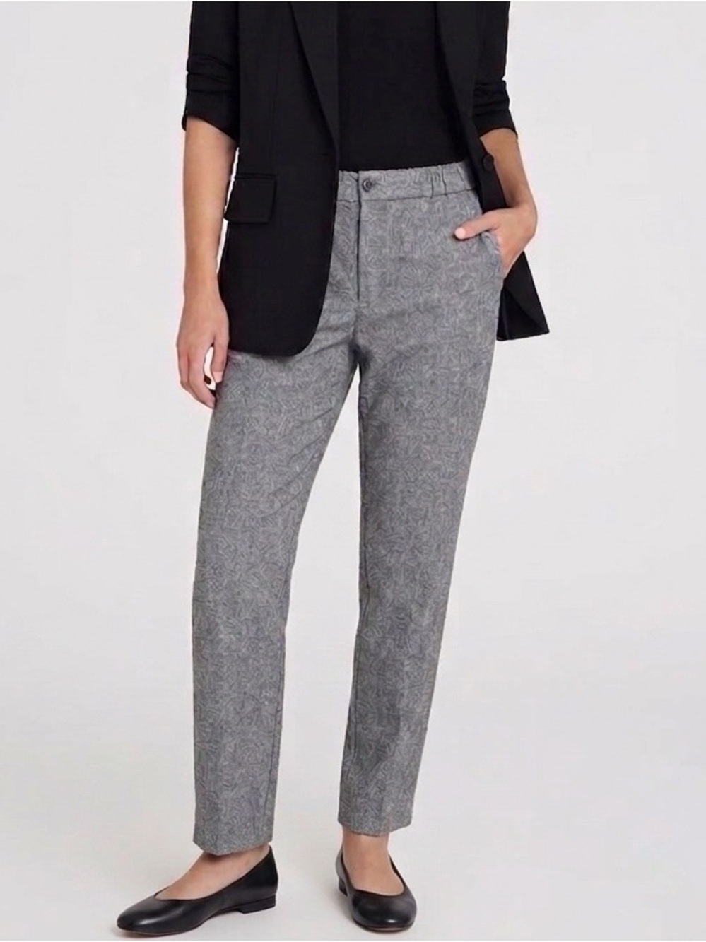 CLUB MONACO Women's Slim Straight Wool Blend Ankle Pant - Grey, Medium